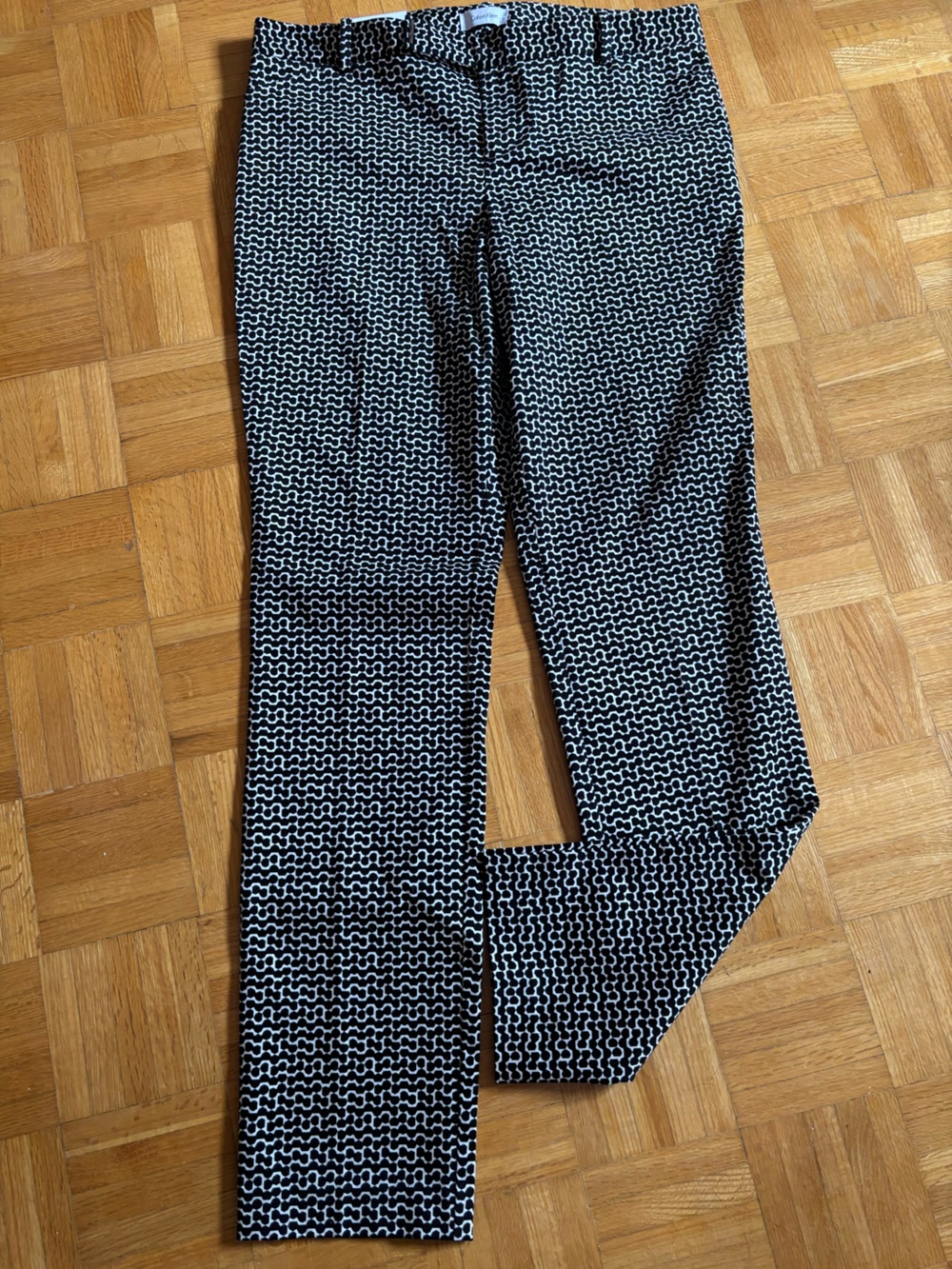 Calvin Klein Black & White Patterned Women's Stretch Dress Pants